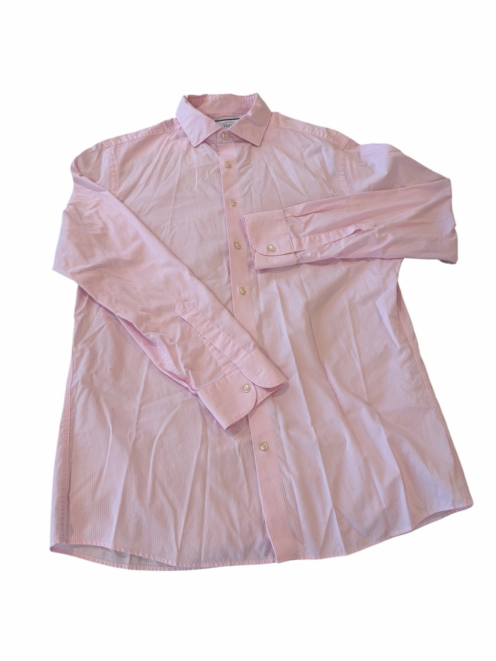 Charles Tyrwhitt Pink White Stripe Dress Shirt Slim Fit 16.5/35 Cotton